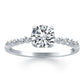 14k White Gold Diamond Engagement Ring Mounting with Shared Prong Diamonds