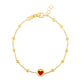 14k Yellow Gold Bracelet with Beads and Enameled Heart