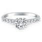 14k White Gold Shared Prong Diamond Band Accent Engagement Ring Mounting