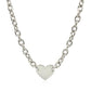 Sterling Silver Rhodium Plated Chain Bracelet with a Flat Heart Motif Station