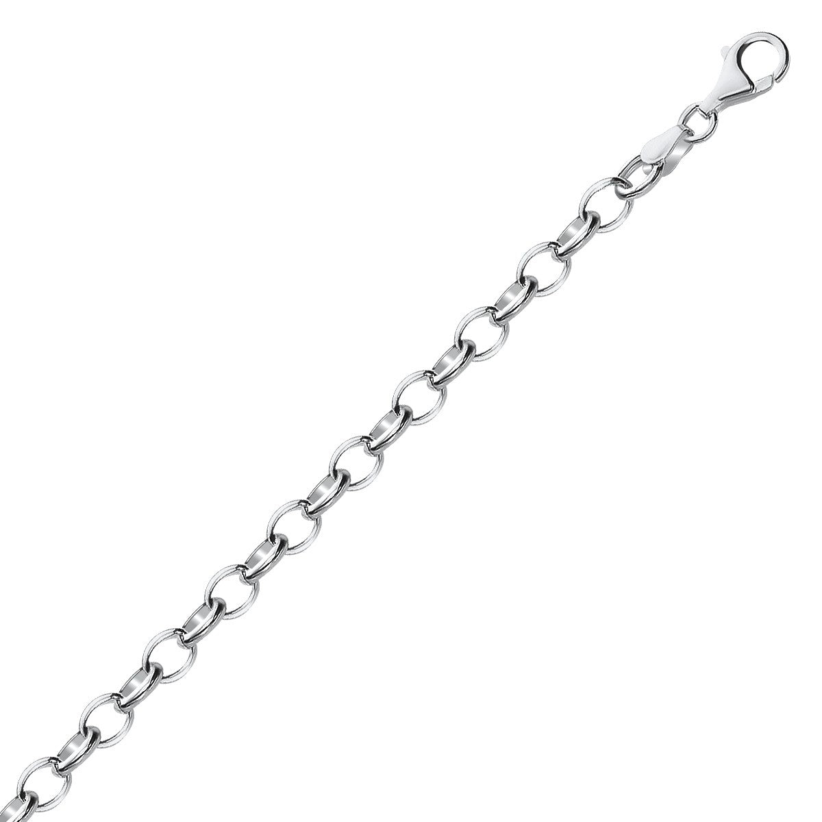 Sterling Silver Polished Charm Bracelet with Rhodium Plating (5.10 mm)