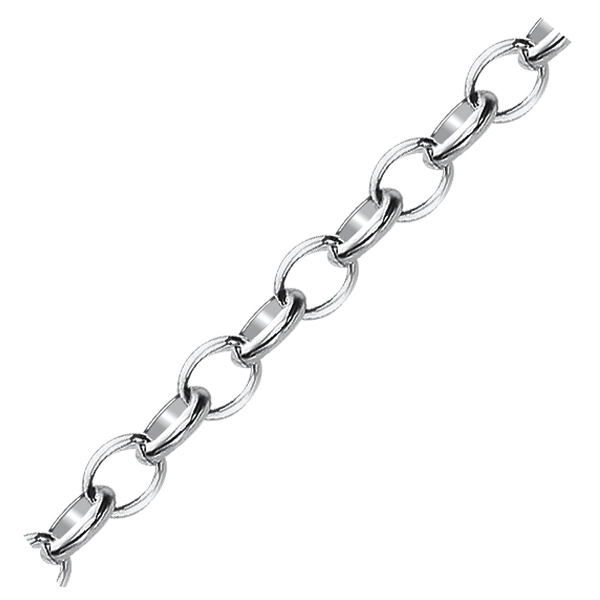 Sterling Silver Polished Charm Bracelet with Rhodium Plating (5.10 mm)