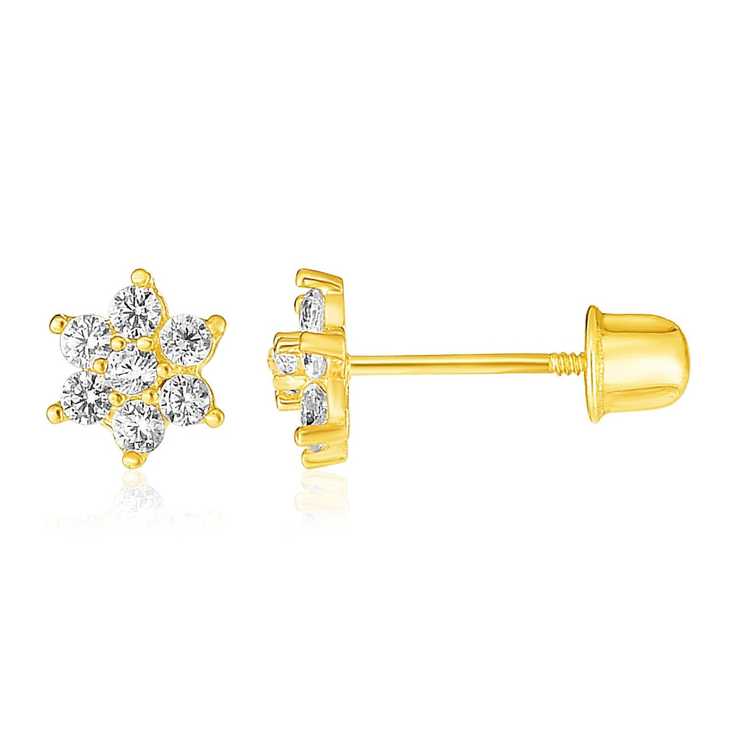 14k Yellow Gold Flower Earrings(5mm)