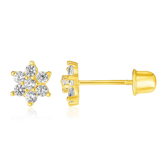 14k Yellow Gold Flower Earrings(5mm)