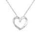 Open Heart Pendant with Diamonds in Sterling Silver