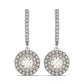 14k White And Rose Gold Drop Diamond Earrings with a Halo Design (3/4 cttw)