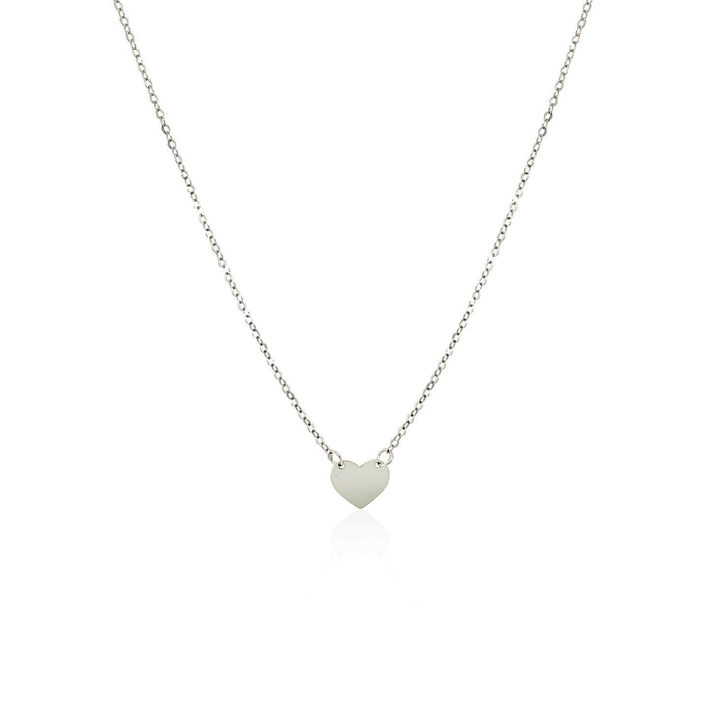 14k White Gold Polished Mini Heart Necklace