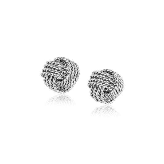 Sterling Silver Textured Love Knot Stud Style Earrings(9mm)