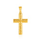 14k Yellow Gold Reversible Textured Cross Pendant