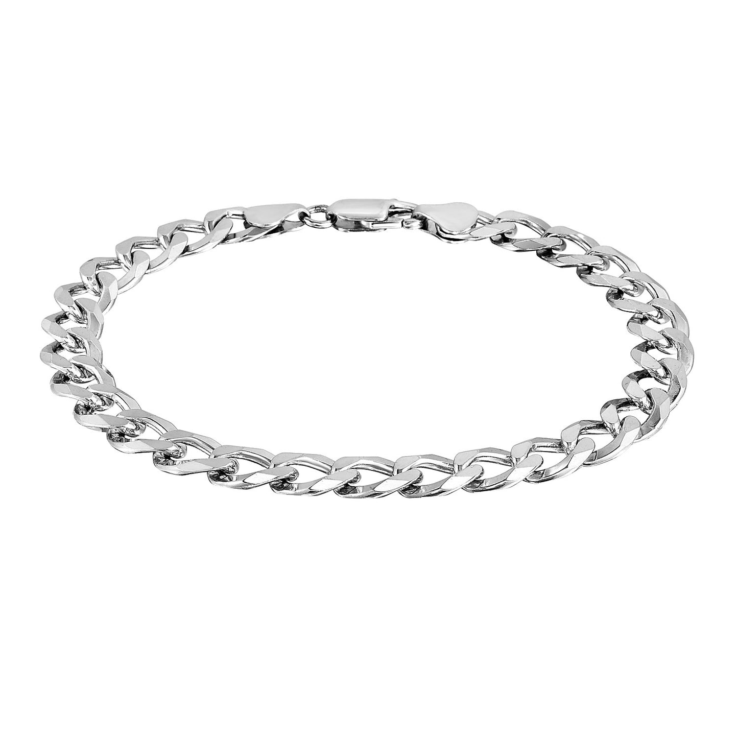 Rhodium Plated Sterling Silver Curb Style Bracelet (8.40 mm)