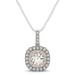 14k White And Rose Gold Cushion Shape Halo Diamond Pendant (1/2 cttw)