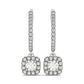 Cushion Shape Halo Style Diamond Drop Earrings in 14k White Gold (1/2 cttw)