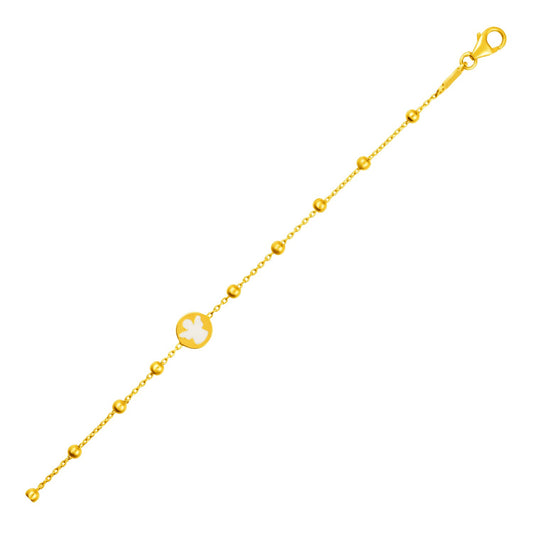 14k Yellow Gold Bracelet with Angel and Beads (6.00 mm)