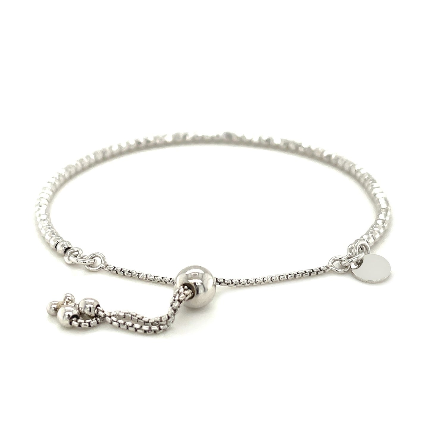 Adjustable Fine Shiny Beaded Bracelet in Sterling Silver (1.50 mm)