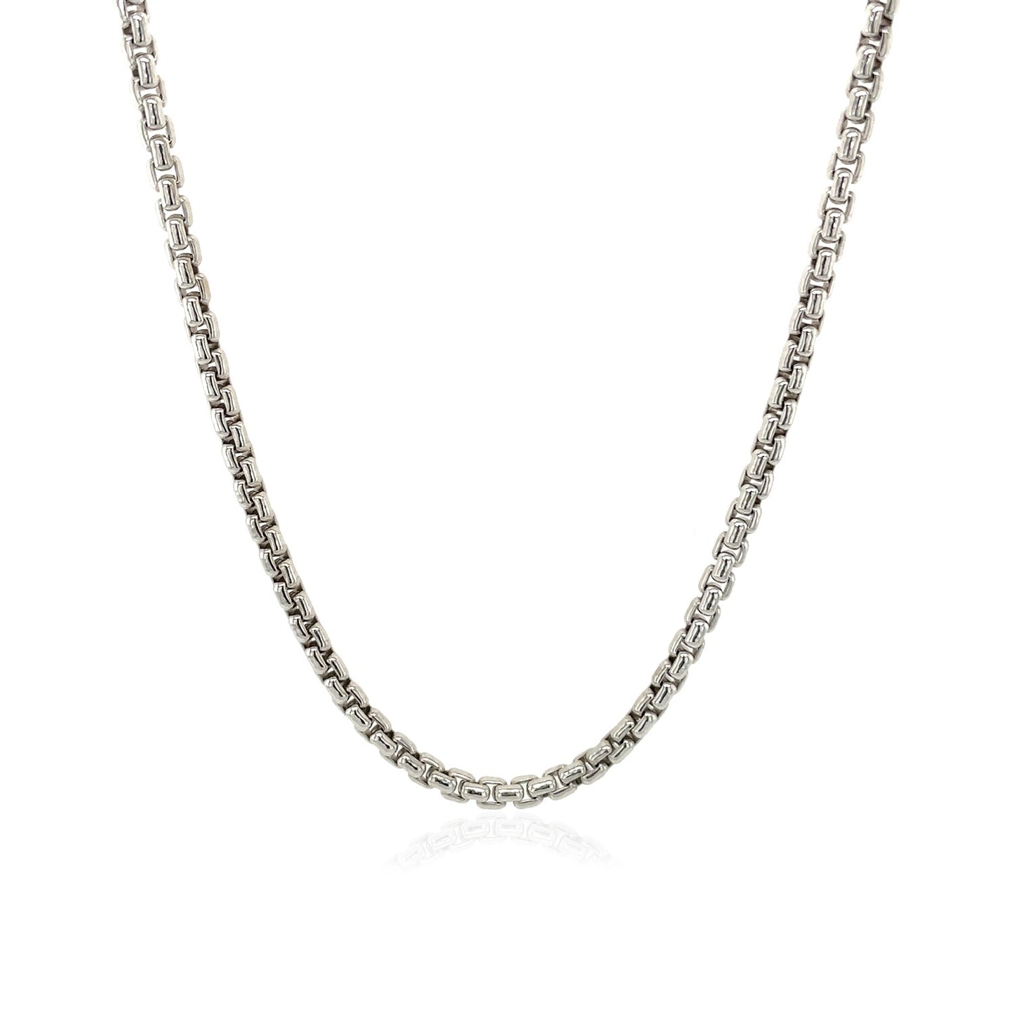 Sterling Silver Rhodium Plated Round Box Chain (2.20 mm)