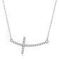 14k White Gold Diamond Embellished Cross Motif Necklace (.21cttw)