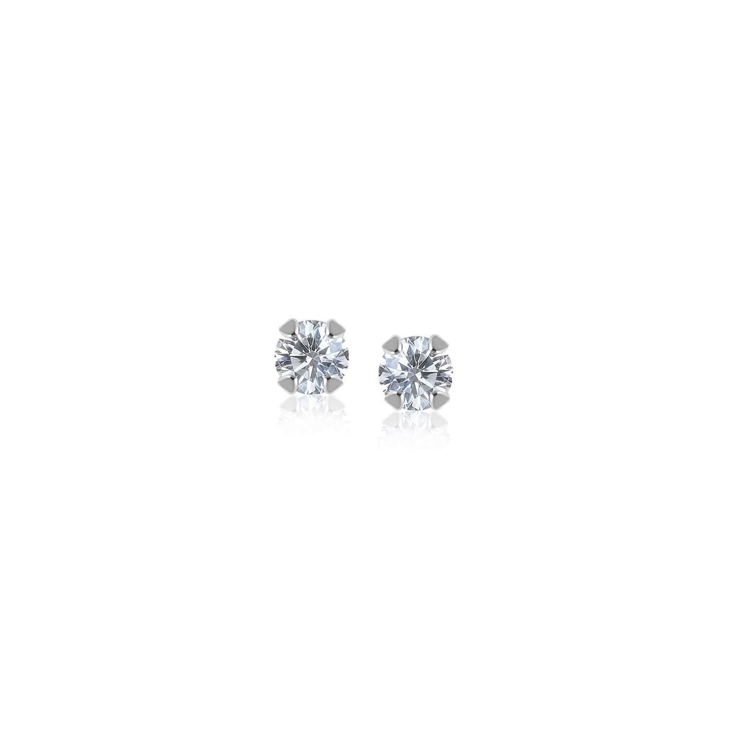 14k White Gold White Cubic Zirconia Stud Earrings (2mm)