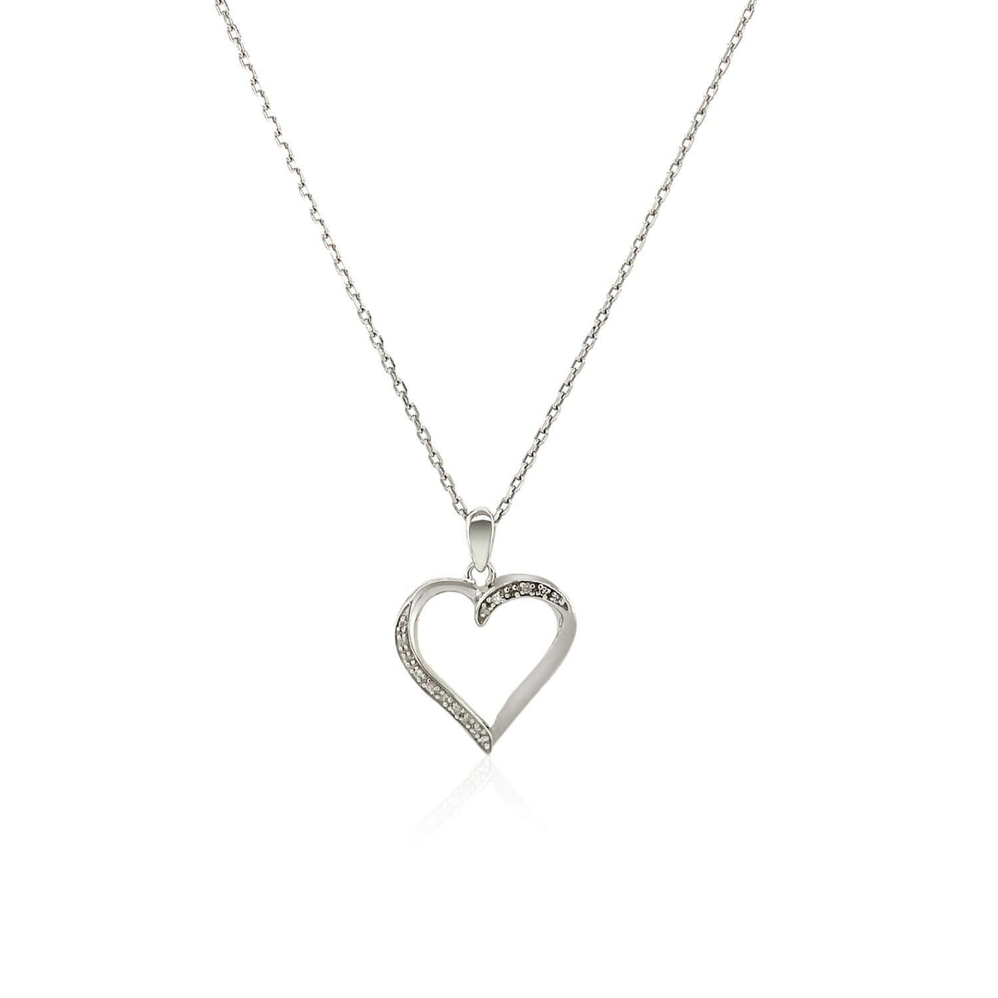 Sterling Silver Twisted Open Heart Diamond Accented Pendant (.04 cttw)